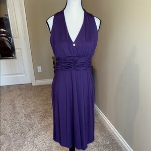 George Dress Elegant Purple Sleeveless Ruched Waist Women's Size S